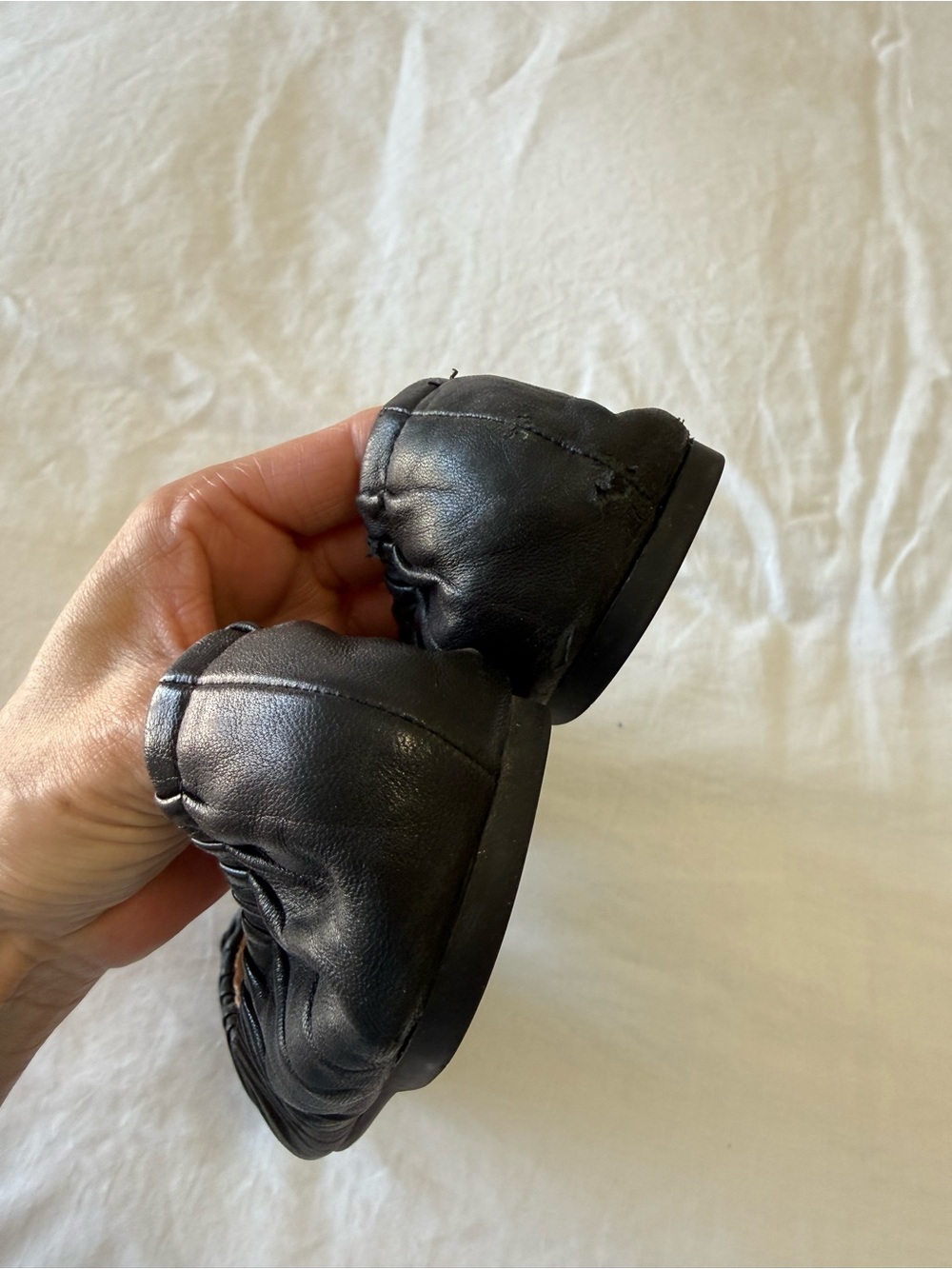 Coach | Women’s SZ 10 | Black Leather Eleanor Ruched Ballet Flats Shoes - Picture 4 of 9
